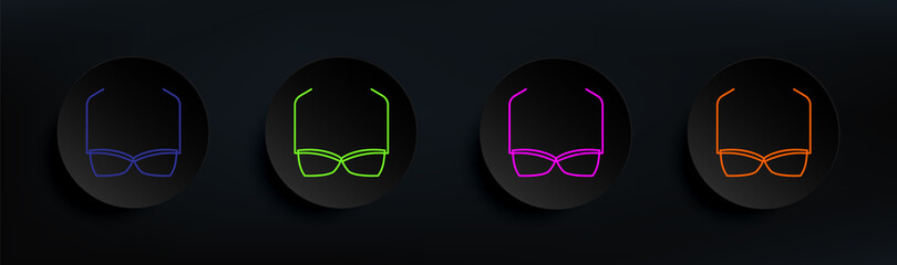 Poster - glasses for women dark badge color set. Simple thin line, outline vector of clothes icons for ui and ux, website or mobile application