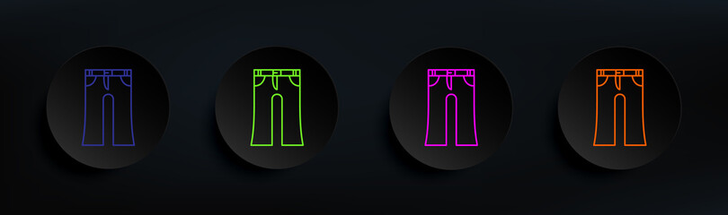 Poster - jeans dark badge color set. Simple thin line, outline vector of clothes icons for ui and ux, website or mobile application