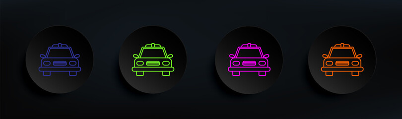 Poster - police car dark badge color set. Simple thin line, outline vector of crime investigation icons for ui and ux, website or mobile application