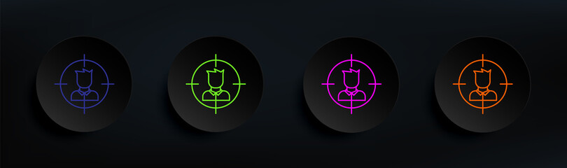 target of murder dark badge color set. Simple thin line, outline vector of crime investigation icons for ui and ux, website or mobile application