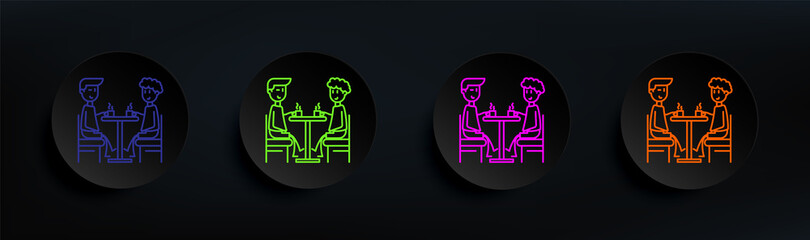 Poster - friends for coffee dark badge color set. Simple thin line, outline vector of friendship icons for ui and ux, website or mobile application