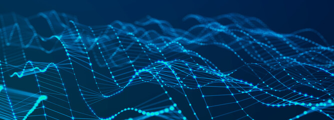 Aufkleber - Digital technology background. Network connection dots and lines. Futuristic background for presentation design. 3d