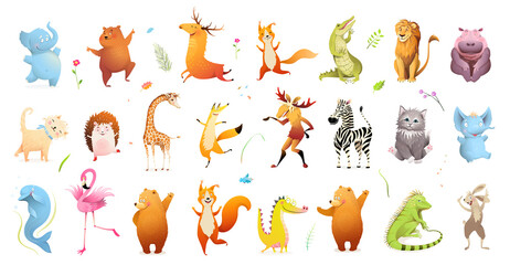 wild baby animals big clipart collection of wildlife illustration. safari animals and pets for kids 