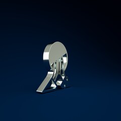 Sticker - Silver Meditation icon isolated on blue background. Minimalism concept. 3d illustration 3D render.