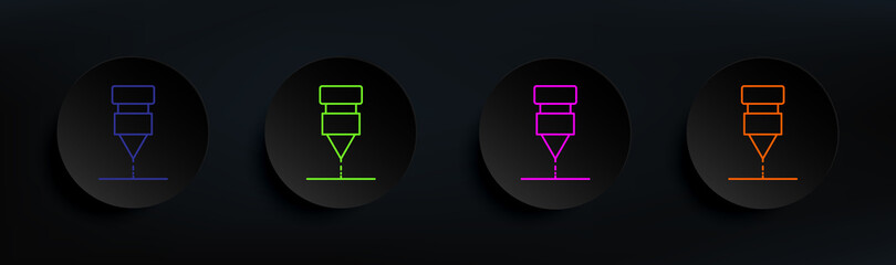 Poster - laser dark badge color set. Simple thin line, outline vector of manufacturing icons for ui and ux, website or mobile application