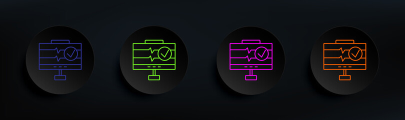 Poster - monitor dark badge color set. Simple thin line, outline vector of manufacturing icons for ui and ux, website or mobile application