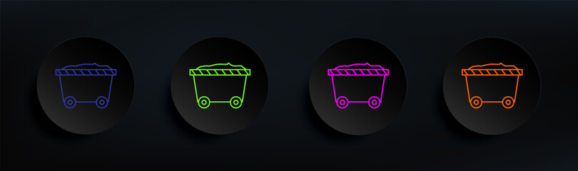 Poster - cart dark badge color set. Simple thin line, outline vector of manufacturing icons for ui and ux, website or mobile application