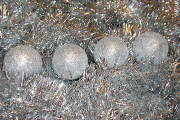 Christmas balls on the tree, Christmas background.