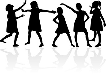 Sticker - Women silhouettes on a white background.