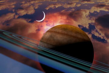 Wall Mural - planet saturn galaxy 3d illustration
