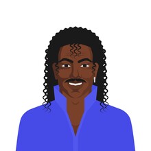 Handsome Black Man With Retro Hairstyle Long Curly Hair