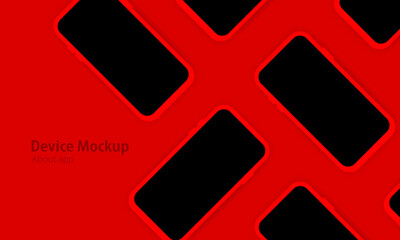 Poster - Smartphone blank screen, phone mockup. Mockup to showcasing mobile web site design. Wireframing screens template to create and showcase your mobile ui kit. Vector illustration. Red bacground