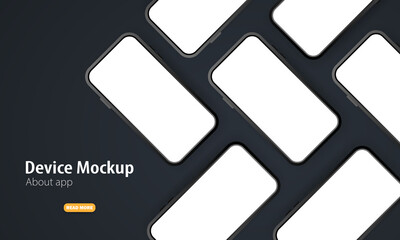 Poster - Smartphone blank screen, phone mockup. Mockup to showcasing mobile web site design. Modern cellphone with blank app screens mockup. Vector flat cartoon illustration