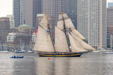 A Schooner Sails Into Boston Harbor