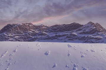 Leinwandbilder - 3d rendering of snow covered mountain landscape in winter season