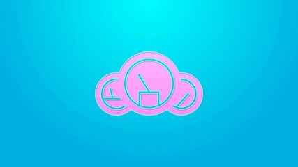 Sticker - Pink line Speedometer icon isolated on blue background. 4K Video motion graphic animation