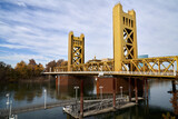 Fototapeta Krajobraz - Scenic View of Sacramento Yellow Tower Bridge in Sacramento California  
