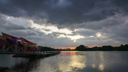 Wall Mural - 4k UHD footage of Time-lapse during storm coming at wetland.