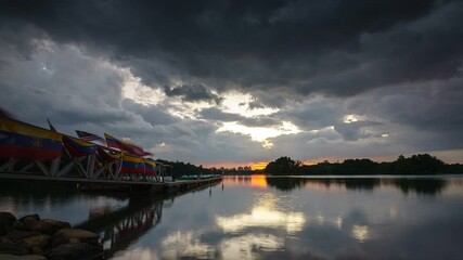 Wall Mural - 4k UHD footage of Time-lapse during storm coming at wetland.