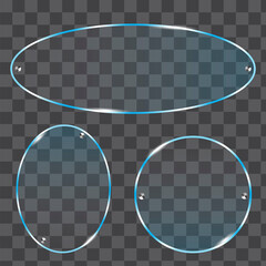 Aufkleber - Ovals circles glass in 3d style. Vector design element. Abstract background. 3d sign. Clear template. Stock image. EPS 10.