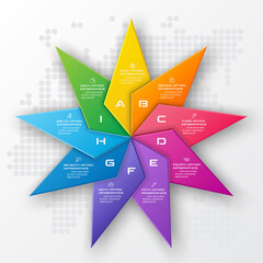 Poster - Vector star for infographic,Business concept with 9 options.