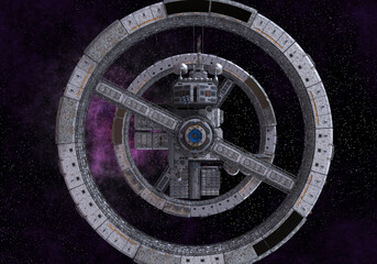 Wall Mural - Future space station in deep space 3d illustration