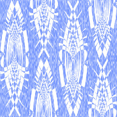 Aufkleber - Pastel blue fabric ikat seamless pattern background