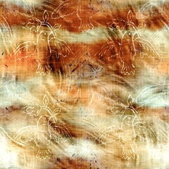 Wall Mural - Blurry grunge washed out tie dye texture background. Wavy irregular motion wave seamless pattern. Grunge distorted ink chaos effect. Weathered old and worn distressed all over print