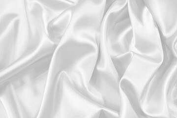 Wall Mural - White elegant abstract background. Silk satin fabric background.