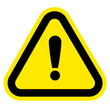 yellow hazard warning sign with exclamation mark isolated on white background