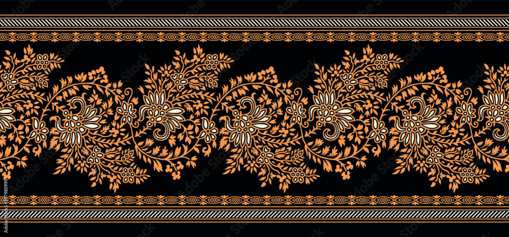 Seamless vector floral border design Stock Vector | Adobe Stock