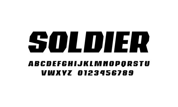 Italic sans serif font in military style