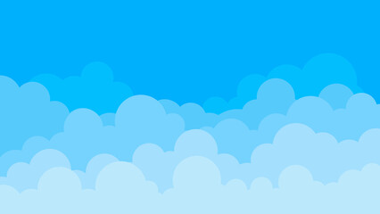 Wall Mural - Clouds stacked layers on top light blue sky cartoon flat design landscape background vector illustration.