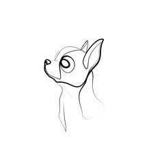 Wall Mural - SINGLE-LINE DRAWING OF A CHIHUAHUA DOG. This is a hand-drawn, continuous, line illustration. Each gesture sketch was created by hand. 