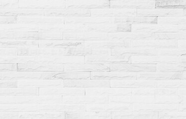 Wall Mural - White grunge brick wall texture background for stone tile block painted in grey light color wallpaper modern interior and exterior and room backdrop design