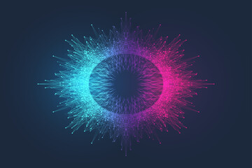 Poster - Spiral sound wave rhythm line dynamic abstract vector background. Digital circle audio swirl. Equalizer sound spiral. Sound pulse. Music round wave concept design