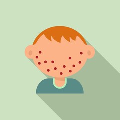 Sticker - Chicken pox kid boy icon. Flat illustration of chicken pox kid boy vector icon for web design