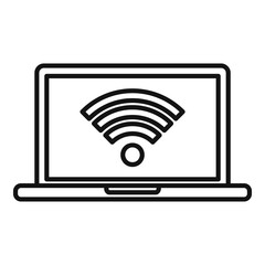 Poster - room service laptop wifi icon. outline room service laptop wifi vector icon for web design isolated 