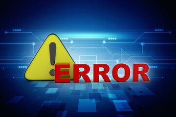 Poster - 3d rendering Exclamation sign with error
