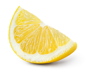 Wall Mural - Lemon slice isolate. Lemon slice with zest isolated. Cut lemon fruit with clipping path.