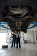 © Svitlana - Technicians in uniform working with machine bottom