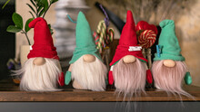 Web Banner Format. Snow Gnomes Or Elves. Christmas Toy. Selective Focus
