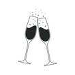 © archivector - Clink glasses champagne graphic icon. Cheers with two champagne glasses sign isolated on white background. Vector illustration