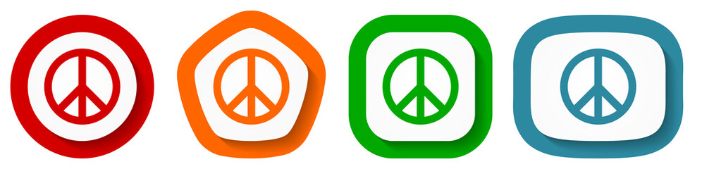 Fototapete - Peace vector icon set, flat design vector illustration in 4 colors options for webdesign and mobile applications