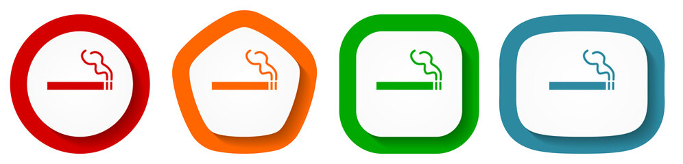 Poster - Cigarette vector icon set, flat design vector illustration in 4 colors options for webdesign and mobile applications