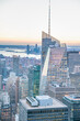 NEW YORK CITY - DECEMBER 6, 2018: Sunset skyline of Manhattan from rooftop