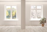 Fototapeta Panele - White empty room. Scandinavian interior design. 3D illustration