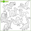 prehistoric dinosaurs, coloring book, set of cartoon images