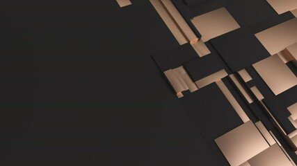 Aufkleber - Black and golden moving tessellated rectangular surface. Abstract background with wobbling scaling fragmented tiles. 3D Motion design pattern with loop animation and place for text. 4k UHD render