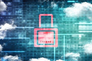 Poster - 2d illustration Safety concept: Closed Padlock on digital background

